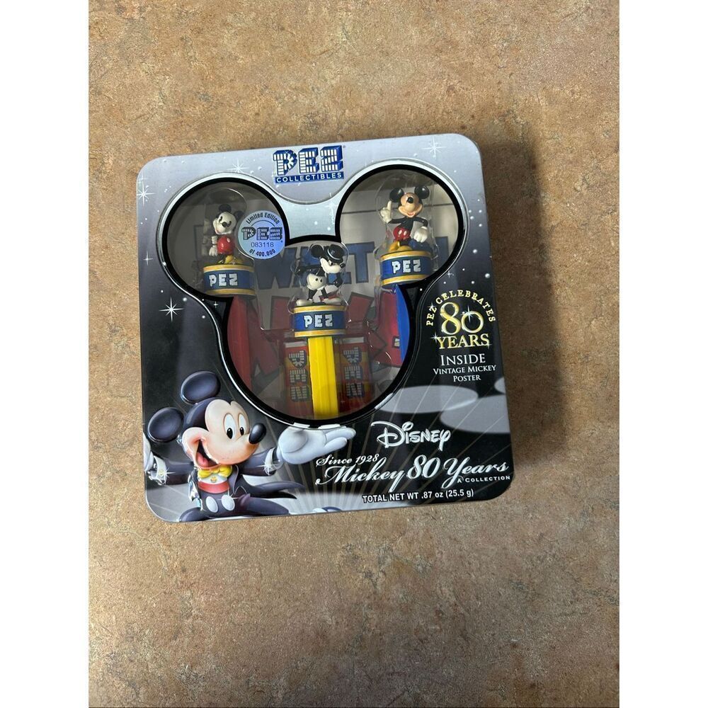 PEZ Disney Mickey Mouse 80 Years Collectors Set Tin Limited Edition 3 Dispenser